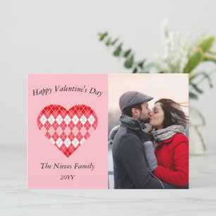 Cartes Pour Fêtes Annuelles Classique Saint-Valentin Rouge et Rose Argyle (Ros