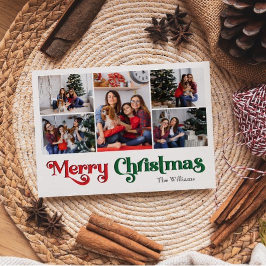 Cartes Pour Fêtes Annuelles Classique simple Joyeux Noël Cinq photo