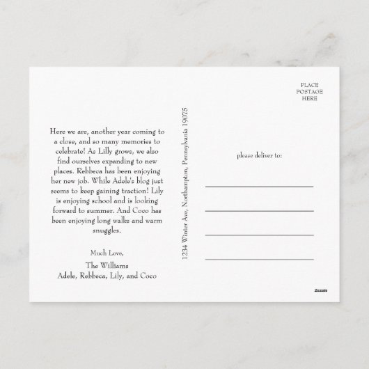 Cartes Pour Fêtes Annuelles Classique Simple Joyeux Noël Plein Photo (Dos)