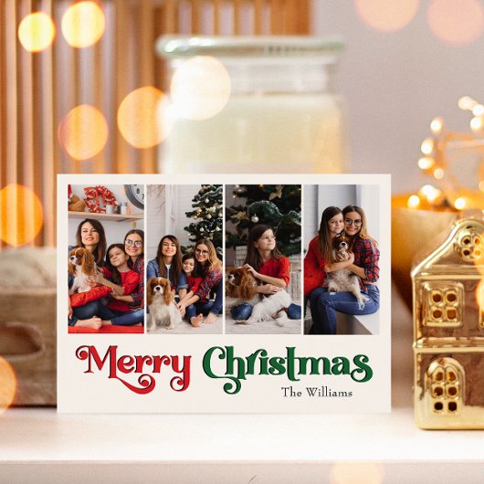 Cartes Pour Fêtes Annuelles Classique Simple Joyeux Noël Quatre Photo