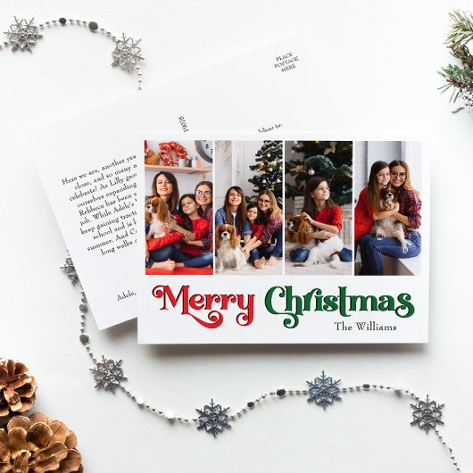 Cartes Pour Fêtes Annuelles Classique Simple Joyeux Noël Quatre Photo