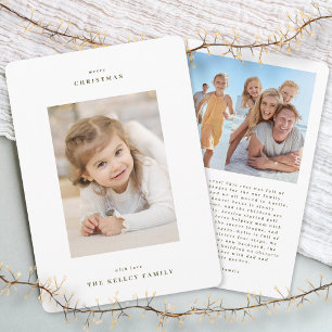 Cartes Pour Fêtes Annuelles Classique & Simple Noël Moderne Photo Blanche