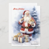 Cartes Pour Fêtes Annuelles Classique simple Père Noël avec cadeaux de Noël (Devant / Derrière)