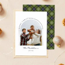 Classique Simple Plaid Family Photo Arch Noël
