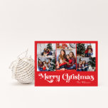 Cartes Pour Fêtes Annuelles Classique Simple Rouge Joyeux Noël Cinq Photo<br><div class="desc">Célébrez la saison avec cette carte postale unique, simple rouge Joyeux Noël cinq photo vacances avec une touche de charme vintage. Le design minimaliste présente une élégante palette de couleurs rouge et blanc, évoquant l'esprit cosy de l'hiver. Son attrait moderne et ludique, associé à la formulation traditionnelle, crée un équilibre...</div>