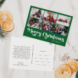 Cartes Pour Fêtes Annuelles Classique Simple Vert Joyeux Noël 6 Photo<br><div class="desc">Célébrez la saison avec cette carte postale unique, simple et classique Joyeux Noël 6 photo avec une touche de charme vintage. Le design minimaliste présente une élégante palette de couleurs vertes et blanches, évoquant l'esprit cosy de l'hiver. Son attrait moderne et ludique, associé à la formulation traditionnelle, crée un équilibre...</div>