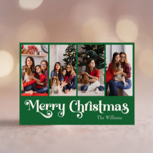 Cartes Pour Fêtes Annuelles Classique Simple Vert Joyeux Noël Quatre Photo