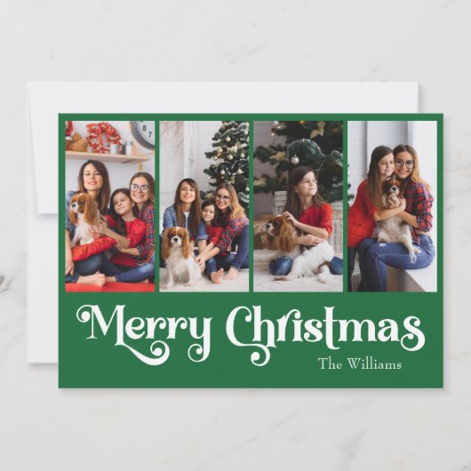 Cartes Pour Fêtes Annuelles Classique Simple Vert Joyeux Noël Sept Photo (Devant)