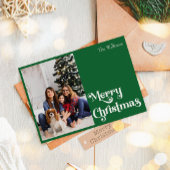 Cartes Pour Fêtes Annuelles Classique Simple Vert Joyeux Noël Un Photo