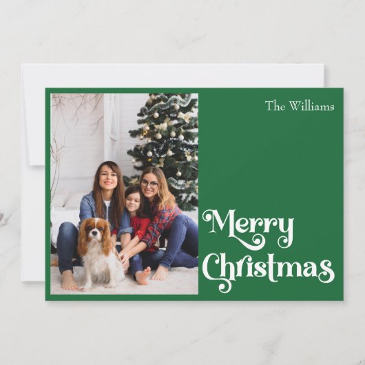 Cartes Pour Fêtes Annuelles Classique Simple Vert Joyeux Noël Un Photo (Devant)