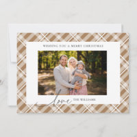 Classique Tartan Brown Plaid Deux Photos Noël