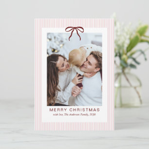 Cartes Pour Fêtes Annuelles Classiques Rayures Nœud Rouge Joyeux Noël Photo