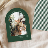 Cartes Pour Fêtes Annuelles Classy Arched Green Modern Christmas Family Photo