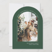 Cartes Pour Fêtes Annuelles Classy Arched Green Modern Christmas Family Photo (Devant)