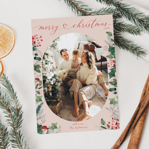 Cartes Pour Fêtes Annuelles Classy Chic Heart Script Photo Premier Noël
