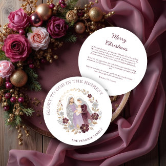 Cartes Pour Fêtes Annuelles Classy Deep Plum Glitter Holy Nativity Christmas