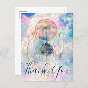 Cartes Pour Fêtes Annuelles Classy Gold Dreamcatcher Rainbow Clouds Sky design