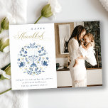 Cartes Pour Fêtes Annuelles Classy Navy Blue Happy Hanoukka 1 Photo Floral<br><div class="desc">Si vous avez besoin d'une personnalisation supplémentaire,  n'hésitez pas à m'envoyer un message sur yellowfebstudio@gmail.com .</div>
