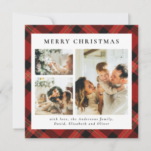 Cartes Pour Fêtes Annuelles Classy Typography Red Photo Collage Noël