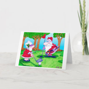 Cartes Pour Fêtes Annuelles Claus jouant au golf