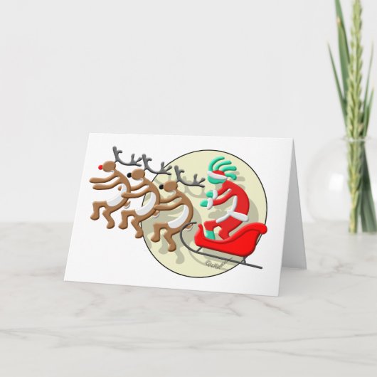 Cartes Pour Fêtes Annuelles Clause Santa Kokopelli (Devant)