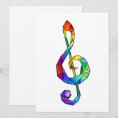 Cartes Pour Fêtes Annuelles Clé de musique arc-en-ciel (Devant / Derrière)