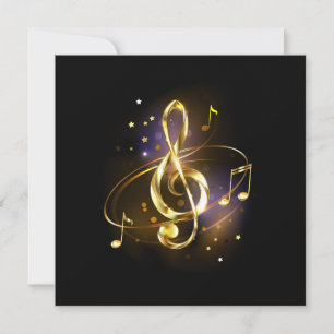 Cartes Pour Fêtes Annuelles Clé de Sol Musicale en Or