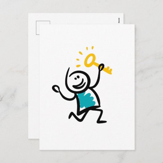 Cartes Pour Fêtes Annuelles Clé dorée (Devant / Derrière)