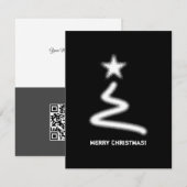Cartes Pour Fêtes Annuelles Clean Black Entreprise QR Code Arbre de Noël (Devant / Derrière)