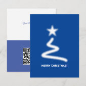 Cartes Pour Fêtes Annuelles Clean Blue Entreprise QR Code Arbre de Noël (Devant / Derrière)