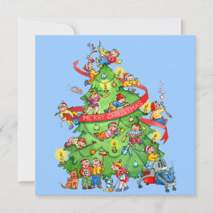 Cartes Pour Fêtes Annuelles Cleaning the Christmas Tree Holidays Greeting Card
