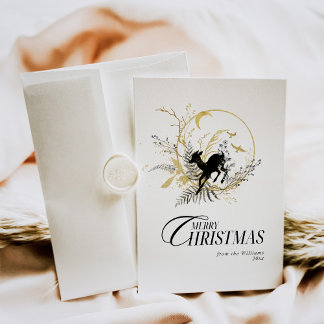 Cartes Pour Fêtes Annuelles Clessy Floral Deer Photo personnalisée Noël