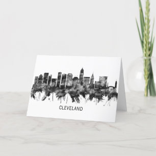 Cartes Pour Fêtes Annuelles Cleveland Ohio Skyline BW