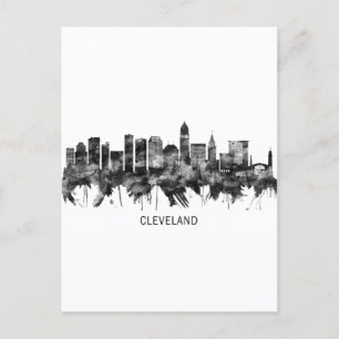 Cartes Pour Fêtes Annuelles Cleveland Ohio Skyline BW