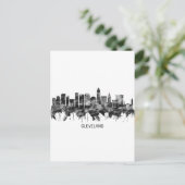 Cartes Pour Fêtes Annuelles Cleveland Ohio Skyline BW (Debout devant)