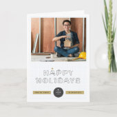 Cartes Pour Fêtes Annuelles Clips papier Joyeux Vacances Blue Grids Business (Devant)