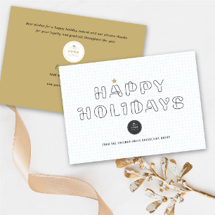 Cartes Pour Fêtes Annuelles Clips papier Joyeux Vacances Blue Grids Business H