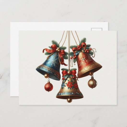 Cartes Pour Fêtes Annuelles cloches de Noël (Devant / Derrière)