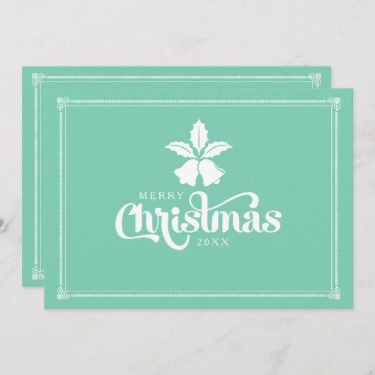 Cartes Pour Fêtes Annuelles Cloches De Noël Blanches Et Monnaies Et Conception (Devant / Derrière)