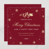 Cartes Pour Fêtes Annuelles Cloches de Noël des neiges rouges (Devant / Derrière)