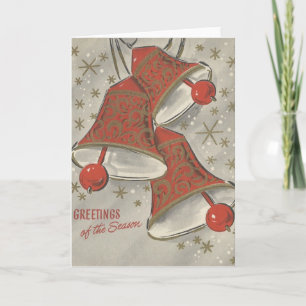 Cartes Pour Fêtes Annuelles Cloches De Noël Vintage Sur Argent