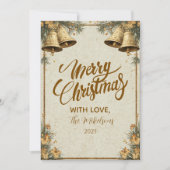 Cartes Pour Fêtes Annuelles Cloches d'or Pine Greenery (Devant)