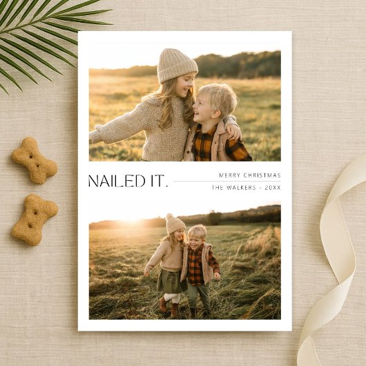 Cartes Pour Fêtes Annuelles Cloué Il Jouer Enfants 2 Photo Noël Rouge