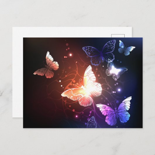 Cartes Pour Fêtes Annuelles Clowing Night Butterflies (Devant / Derrière)