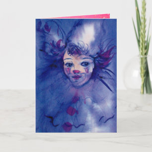 Cartes Pour Fêtes Annuelles CLOWN EN VIOLET ,rose