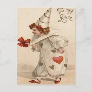 Cartes Pour Fêtes Annuelles Clown Harlequin coeur Valentine