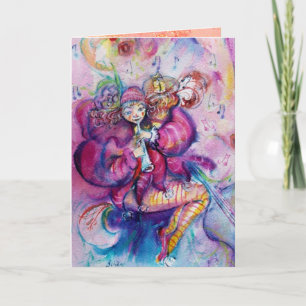 Cartes Pour Fêtes Annuelles CLOWN MUSICAL Pink Sparkles
