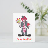 Cartes Pour Fêtes Annuelles Clown Valentin aux fleurs et chocolat (Debout devant)