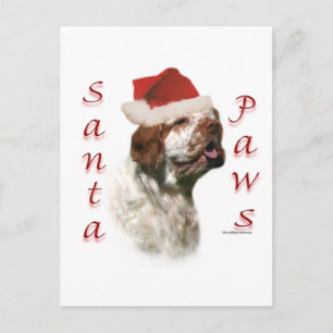 Cartes Pour Fêtes Annuelles Clumber Spaniel Père Noël Paws