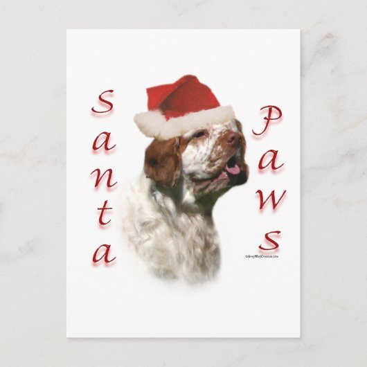 Cartes Pour Fêtes Annuelles Clumber Spaniel Père Noël Paws (Devant)